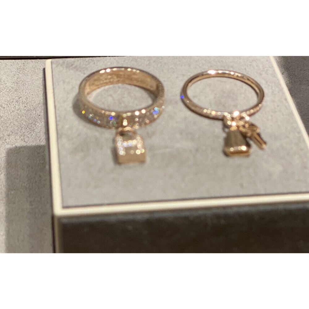 Hermes Kelly Clochette Ring Lock Medium Model Rose Gold 18K Diamonds Siz 54 Rare - Picture 6 of 13
